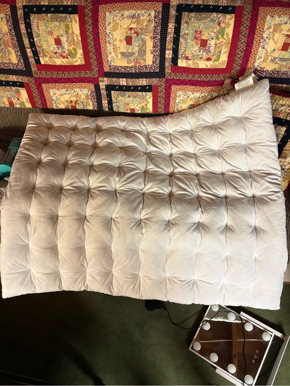 Tufted Cream Floor Mattress Pad - Plush Comfort